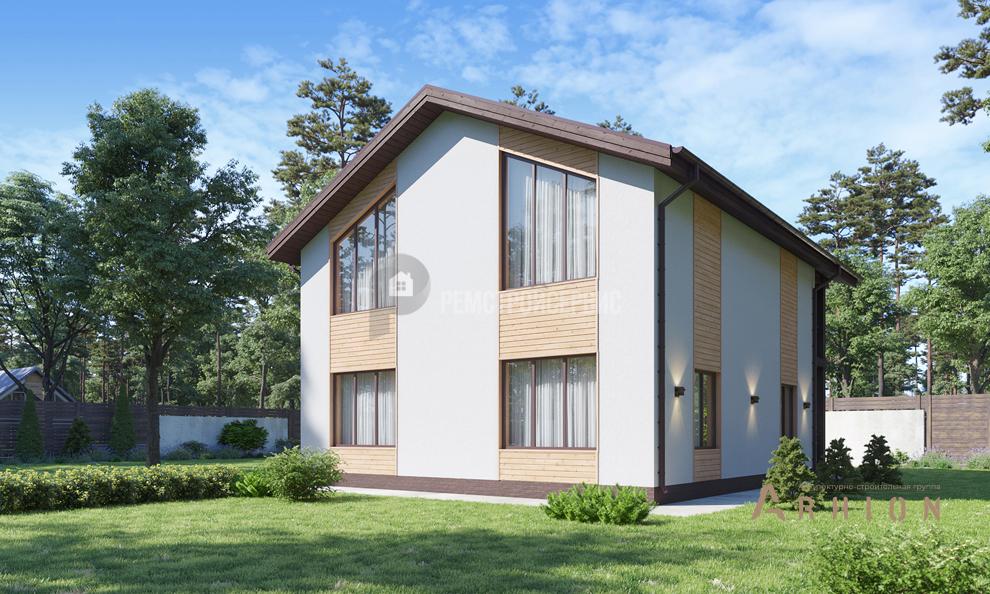 3. Проект одноэтажного дома в стиле шале с двускатной кровлей, t-62-01, площадью - 186 кв c мансардой, терассой, балконом